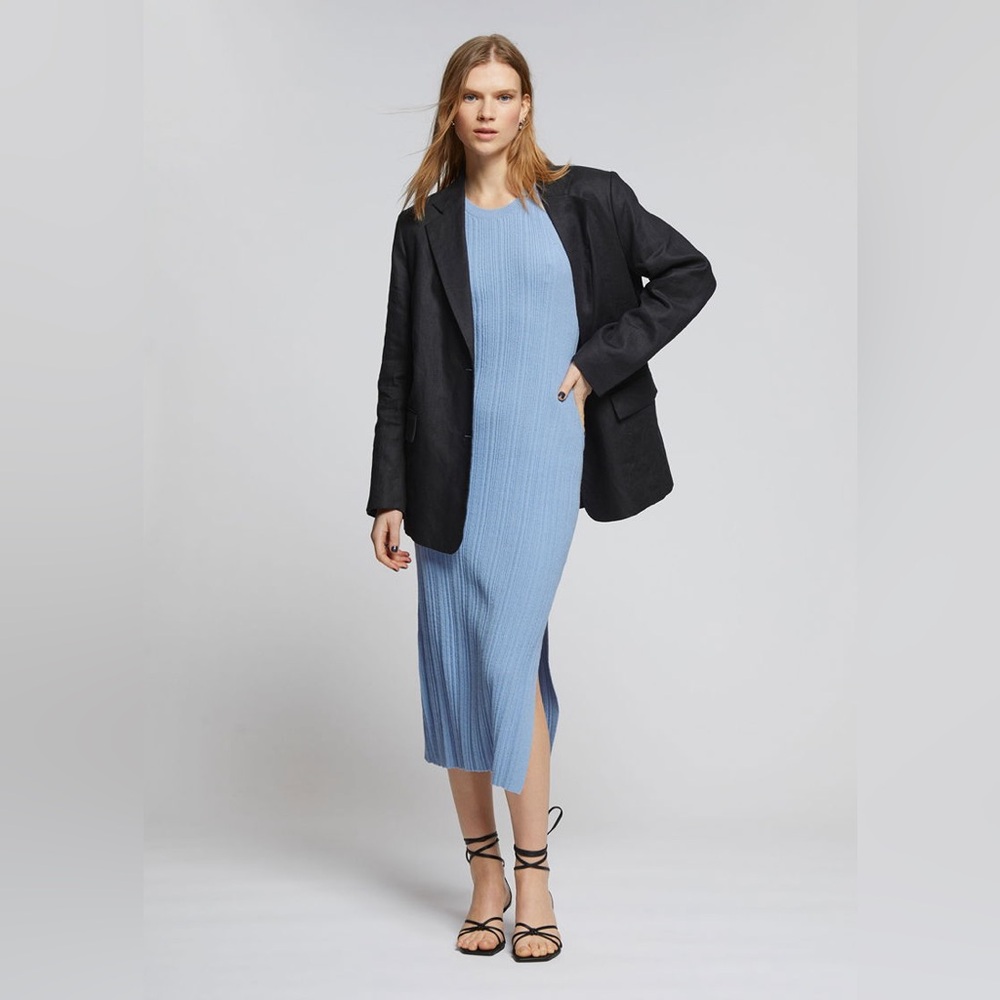 & Other Stories Sleeveless Blue Ribbed Knit Dress